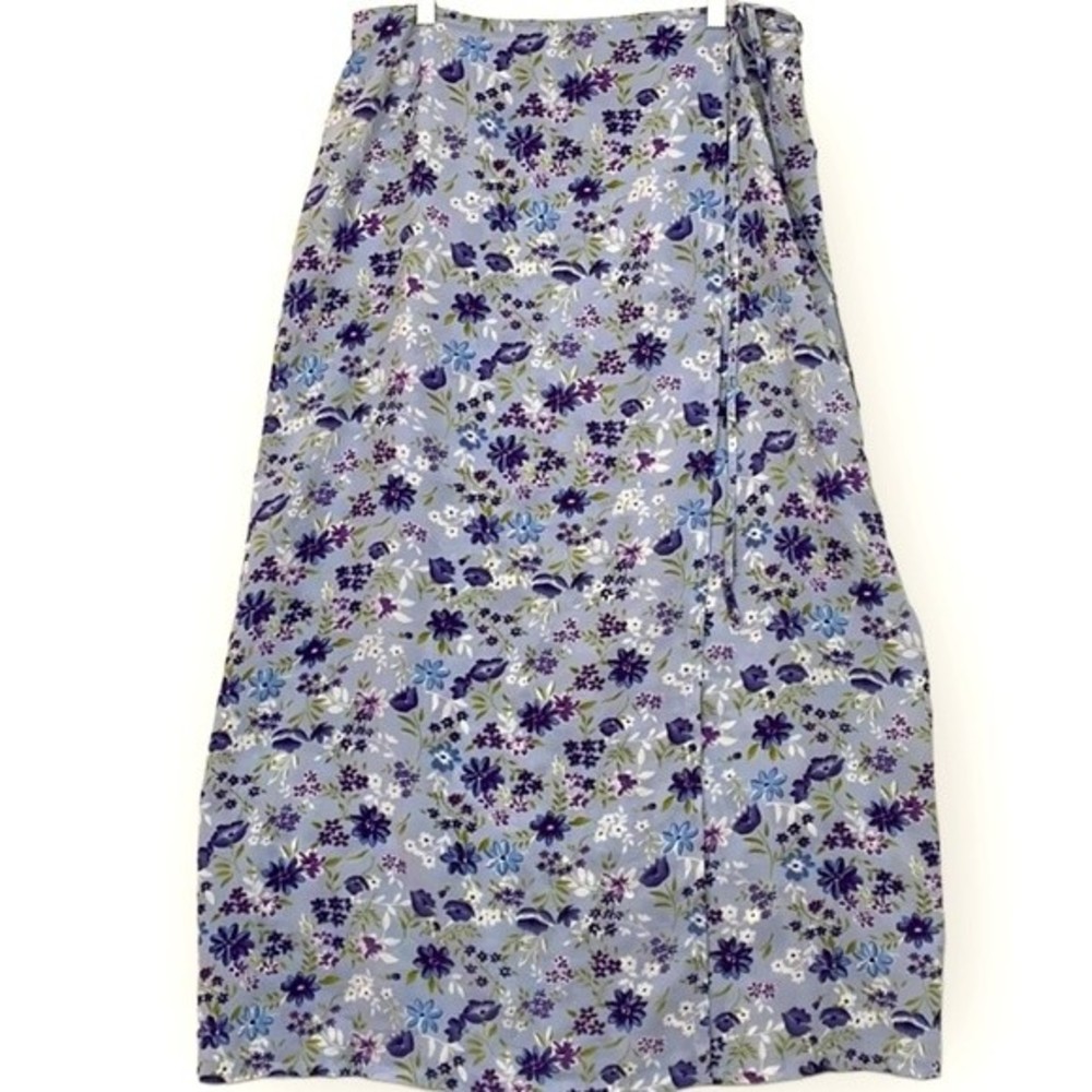 Copper Key Wrap Skirt, Maxi, Purple Floral, Lightweight, 11